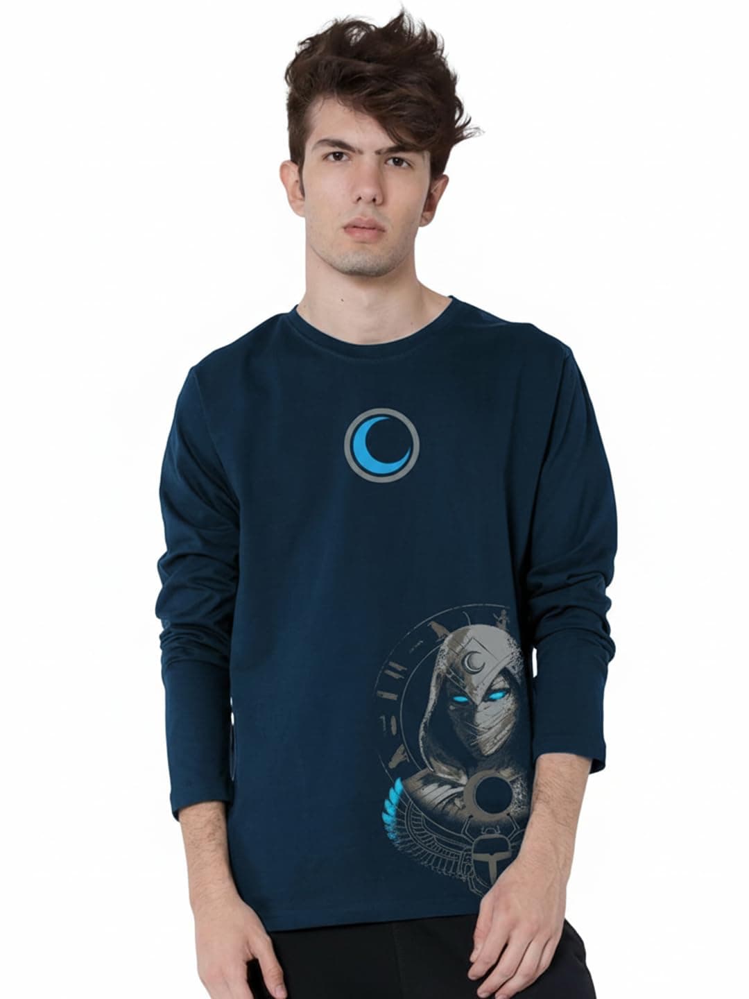 Bewakoof Official Marvel Merchandise Men's Printed Regular Fit Full Sleeve Round Neck Cotton T-Shirt