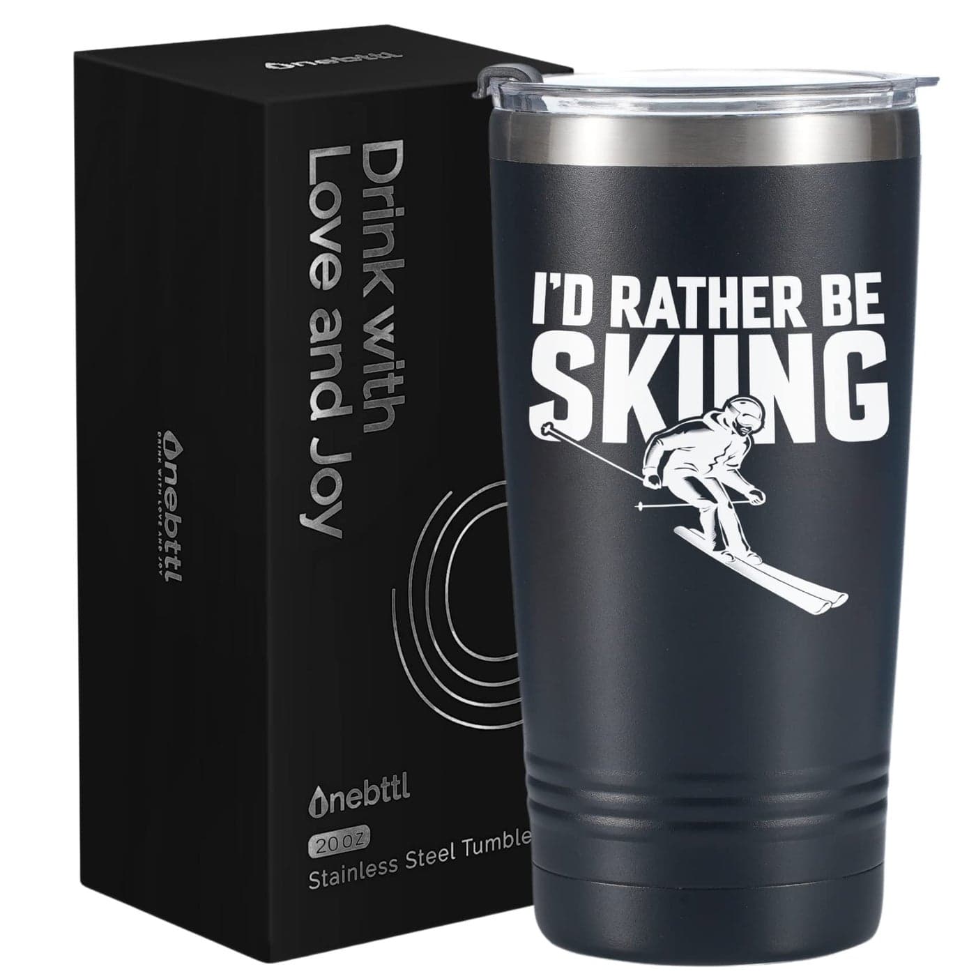 Onebttl Skiing Gifts for Men 20oz Insulated Stainless Steel Tumbler Perfect Ski Lovers Idea for MenMale in Christmas Birthday Appreciation ID RATHER BE SKIING
