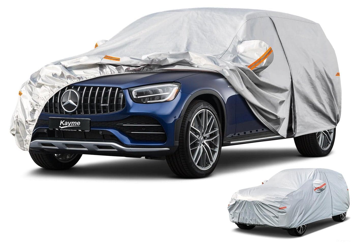 Kayme 6 Layers SUV Car Cover Waterproof All Weather for Automobiles Outdoor Full Size Cover Rain Sun UV Protection with Zipper Cotton Universal Fit for SUV Jeep 182190 inch