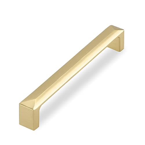 Haidms 25 Pack Gold Cabinet Handles 5-1/16 Inch(128mm) Hole Center Soild Zinc Alloy Brushed Gold Cabinet Pulls Kitchen Drawer Pulls Cupboard Hardware for Kitchen