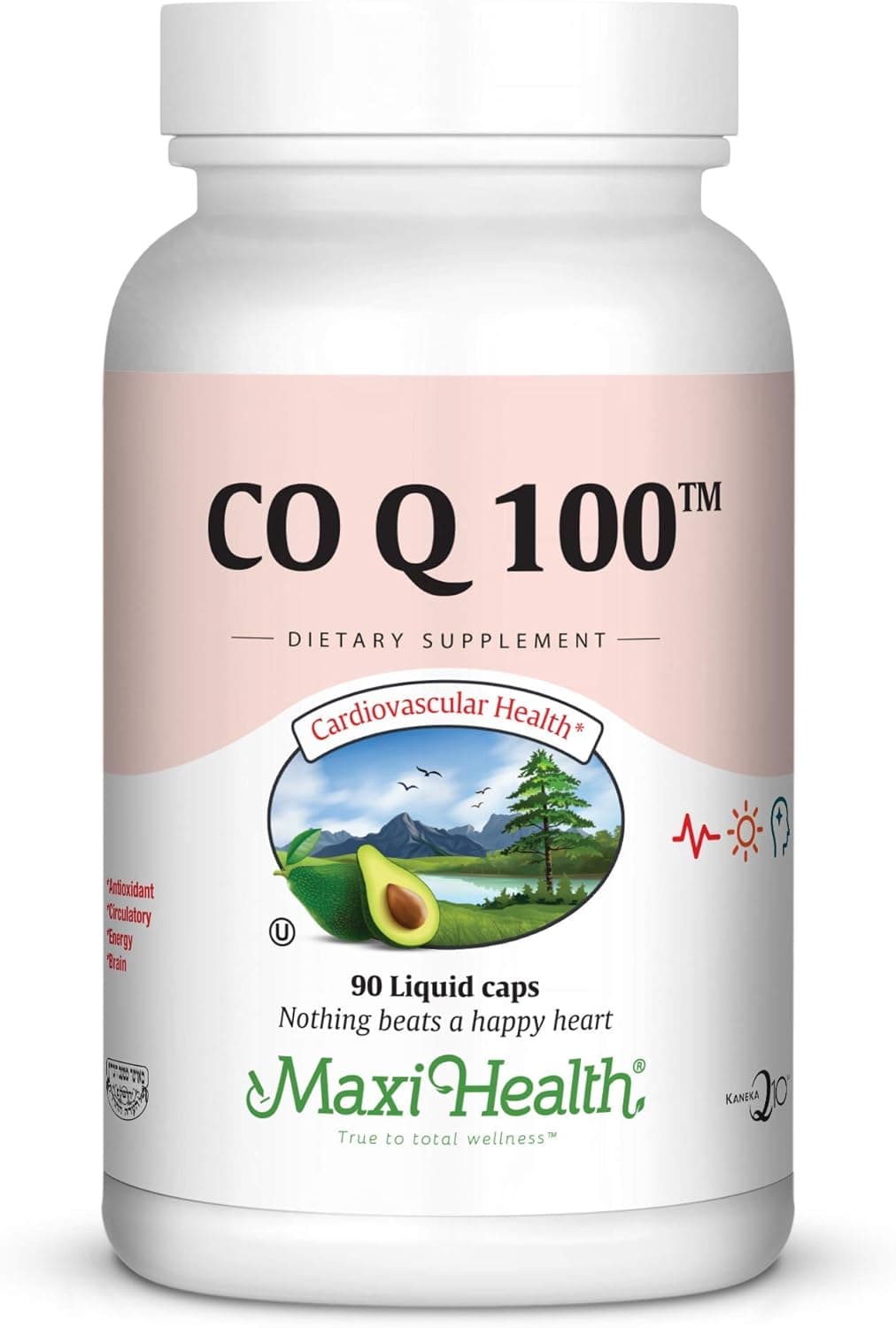 Maxi Health CO Q10 100mg Coenzyme Q10 Supplement Heart Health 90 Liquid Capsules KosherLCQ