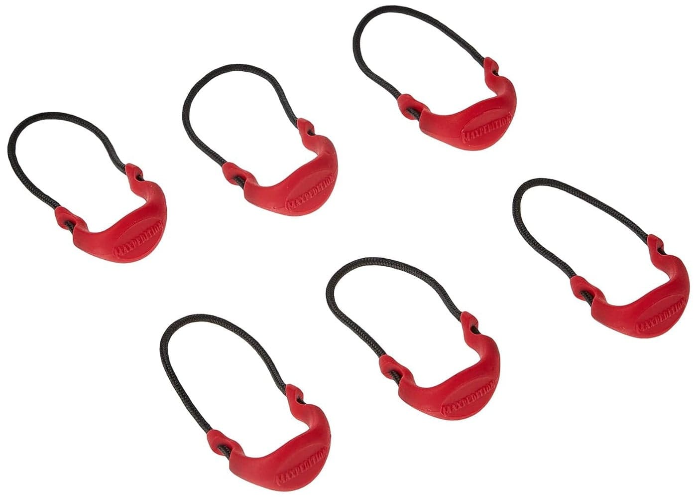 MAXPEDITION Positive Grip Zipper Pulls (Pack of 6) (Small) (EMS Red)
