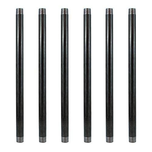 GeilSpace 6 Pack 1/2" × 18" Heavy Duty Pre-Cut Grey Metal Pipe, Industrial Steel Fits Standard Half Inch Threaded Pipes and Fittings - Vintage DIY Industrial Shelving (1/2" × 18", Grey)