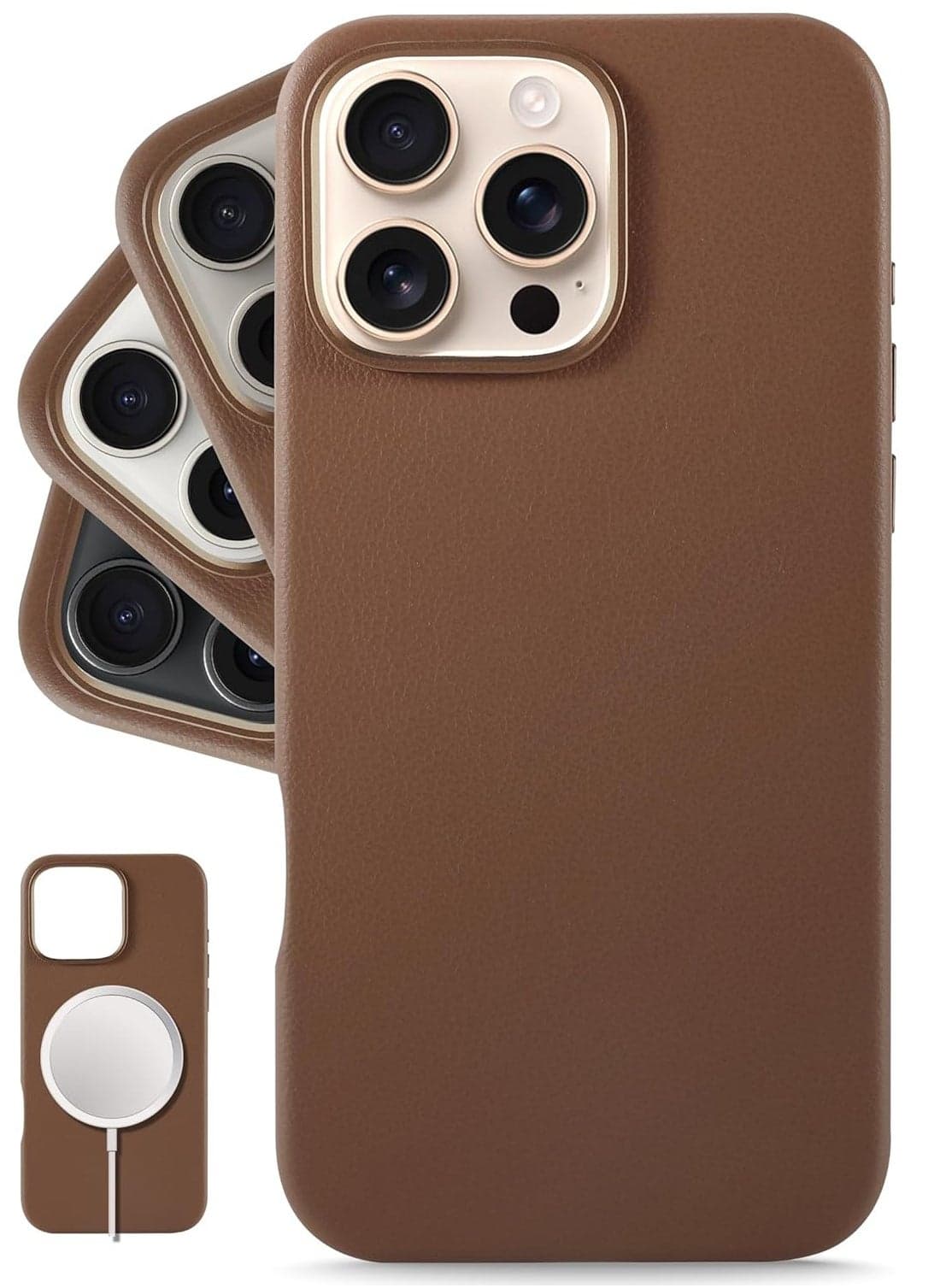 Classic European Leather Phone Case for iPhone 16 Pro Max – Dark Saddle Brown, Smoothens & Softens Over Time, Compatible with MagSafe