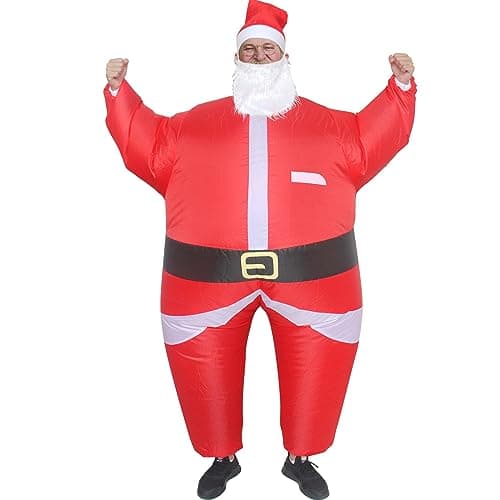 ZISUEX Santa Claus Inflatable Costume Xmas Blow Up Suit Game Fat Cosplay Fancy Dress Halloween Costume Jumpsuit Party