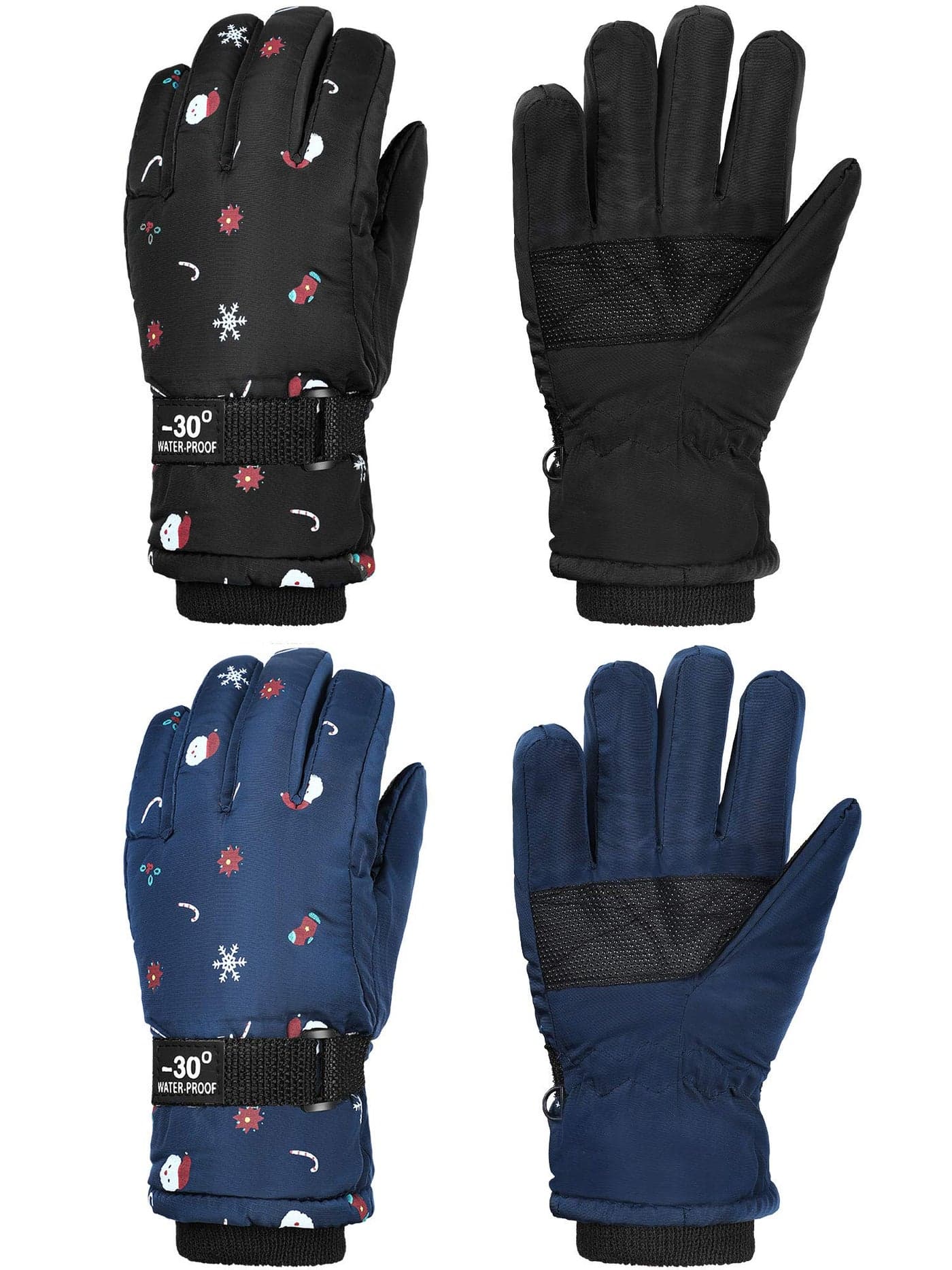 Hicarer 2 Pairs Kids Waterproof Winter Snow Gloves for Boys Girls Child Toddler Warm Ski Gloves for Cold Weather