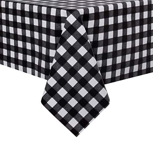 sancua Checkered Vinyl Rectangle Tablecloth 60 x 84 Inch 100 Waterproof Oil Spill Proof PVC Table Cloth Wipe Clean Table Cover for Dining Tables Buffet Parties and Camping Black and White