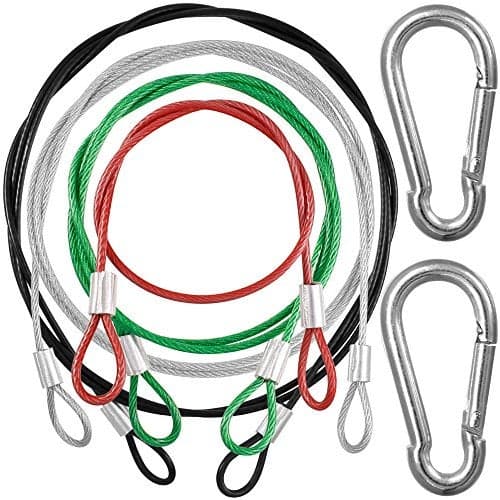 DanziX 4 Pack Safety Stainless Steel Tethers, Colorful Coated Lanyards for All GoPro Hero Series and Other Camera Devices,0.08 inch Diameter Cables,Protect Your Value - Red, Green, Silver, Black