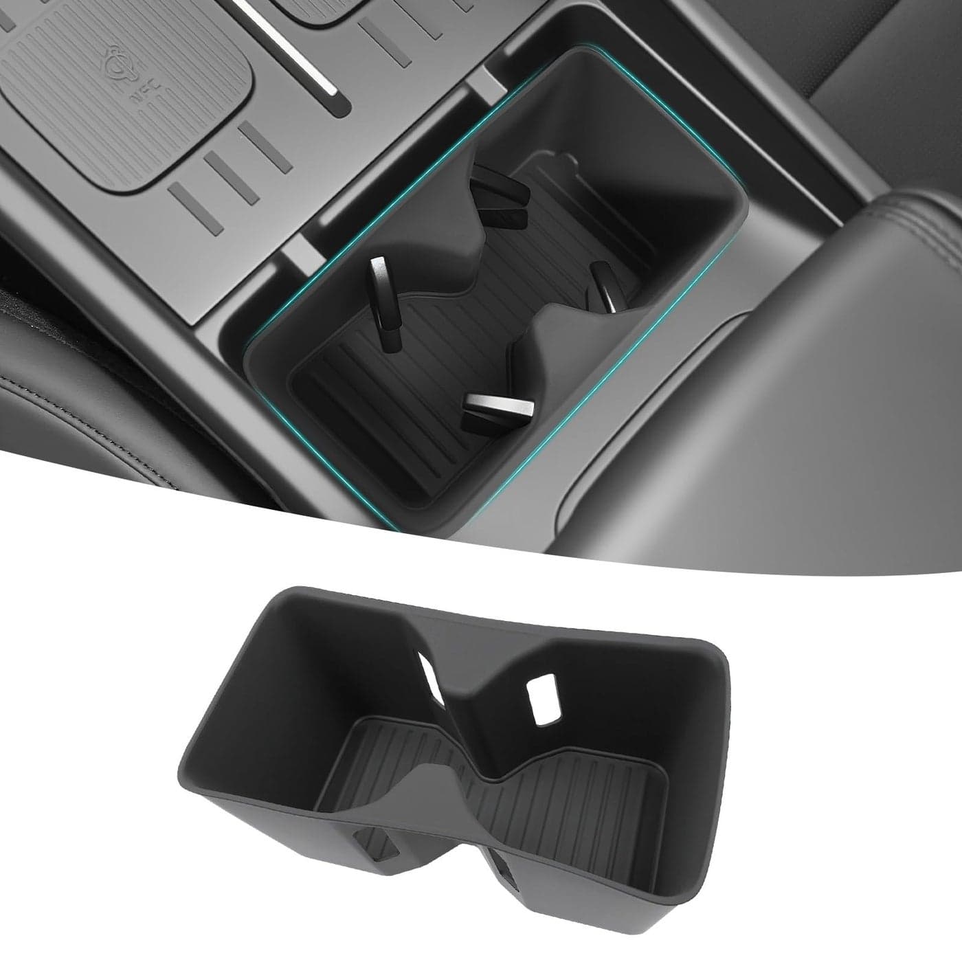 OUSUWO Cup Holder Compatible with 2024 2025 Hyundai Santa Fe SE SEL XRT Limited Calligraphy Hybrid Accessories NoiseFree Water Dust Proof Insert Console Drink Holder Fit for Santafe Accessories