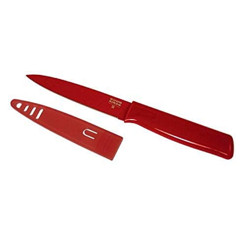 Kuhn Rikon COLORI Utility Knife with Safety Sheath, 5 inch/12.70 cm Blade, Red