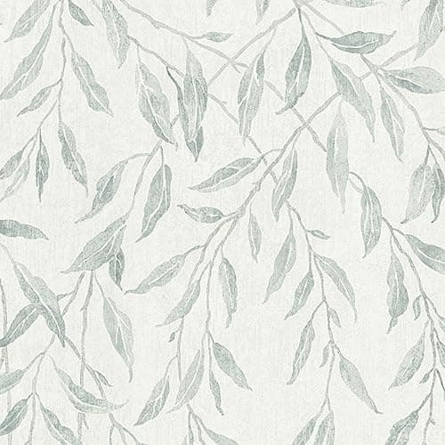 Sevalo Leaf Leaves Peel and Stick Wallpaper Boho Contact Paper for Cabinets and Drawer Greenery Contact Paper for Walls Self-Adhesive Removable Wallpaper Bathroom Olive Farmhouse Nature 17.3inW 197inL