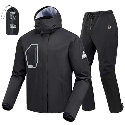 RIDEIRON Rain Suit, Motorcycle rain gear for men, 15000mm Rating,Reflective, Detachable Hood