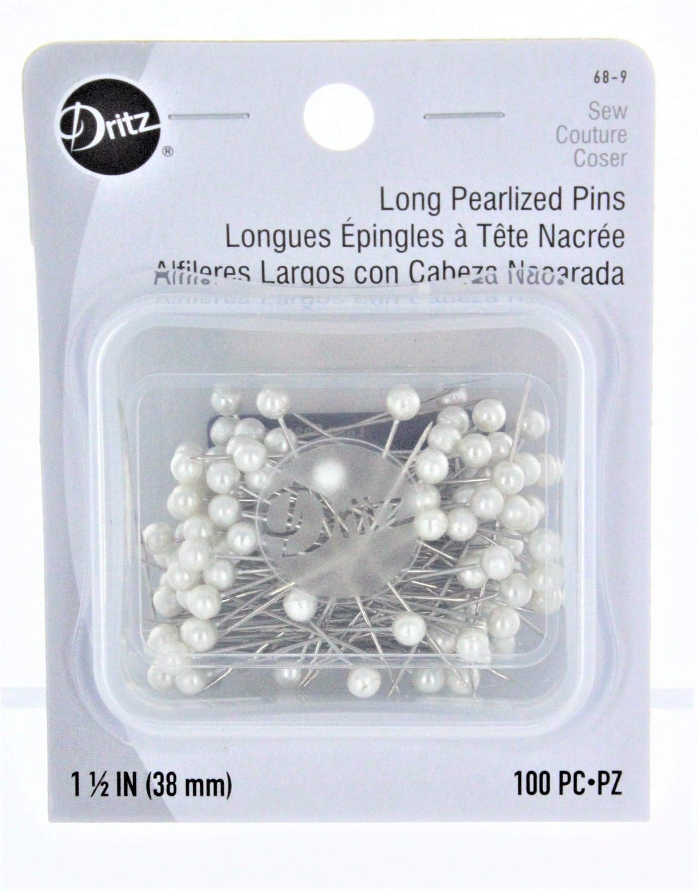 Dritz 689 Pearlized Pins Long White 112Inch 100Count