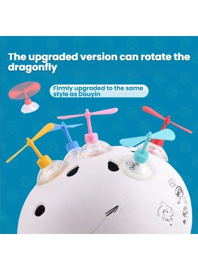 3 Piece Vibrant Helmet Suction Cup Bamboo Dragonfly Set Pink Blue and Yellow Colors to Add Playful Charm and Fun Decoration to Helmets