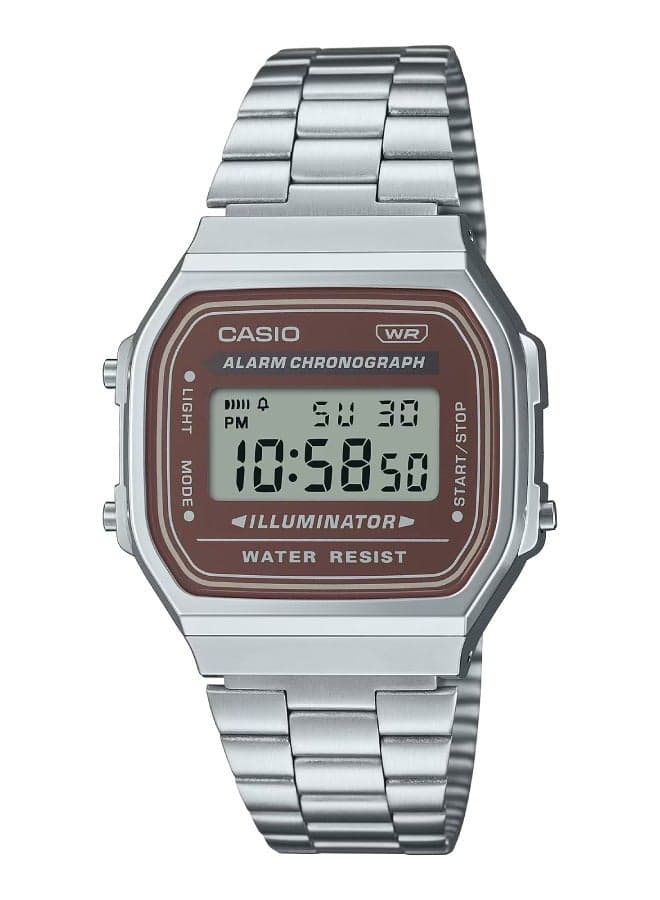 Unisex Vintage Collection Silver Stainless Steel Band Watch A168WA-5AY