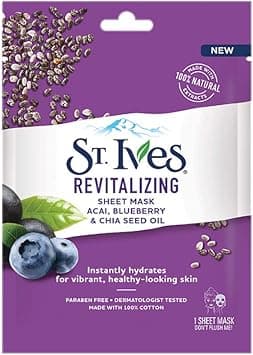 St Ives 23 ml Sheet Mask Revitalising Acai Blueberry and Chia Seed Oil Single