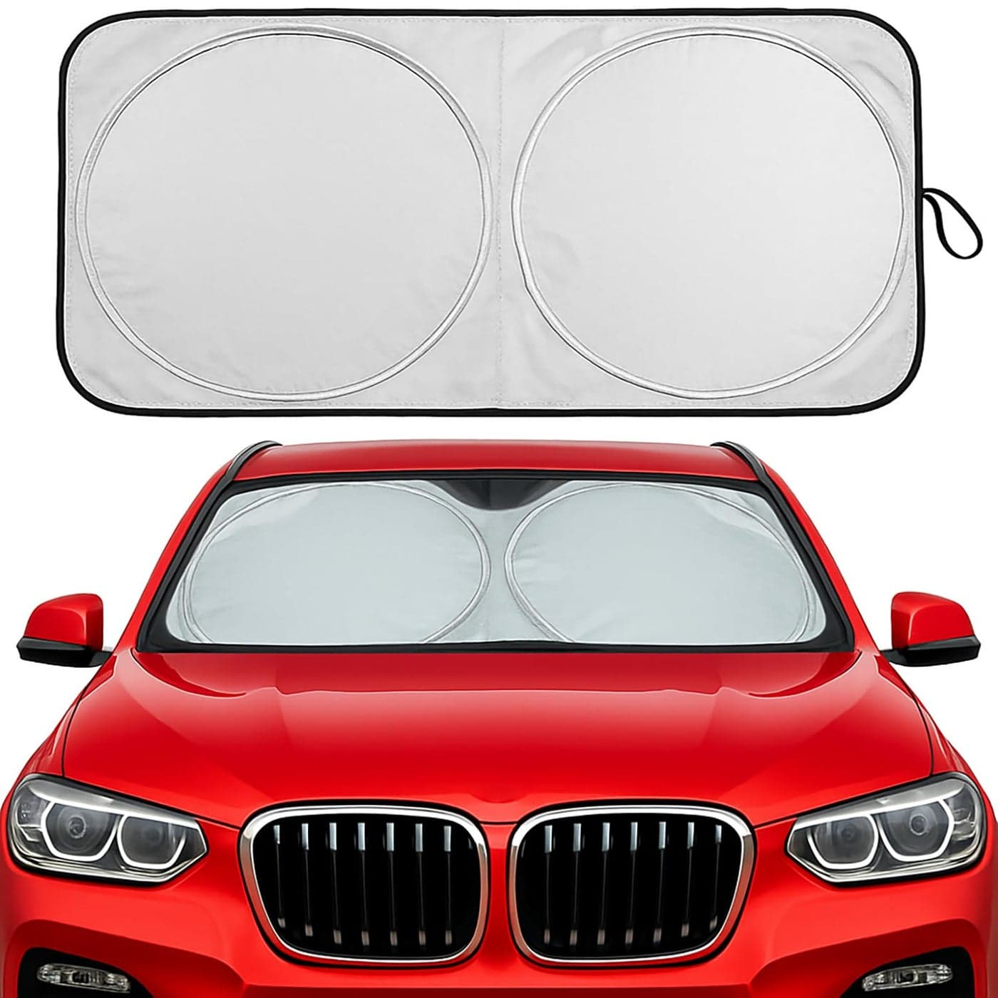 Car Windshield Sun Shade Foldable Reflective Sun Visor for Cars SUVs Trucks and Vehicles Heat Blocking Sunshade to Keep Interior Cool Summer Automotive Accessories