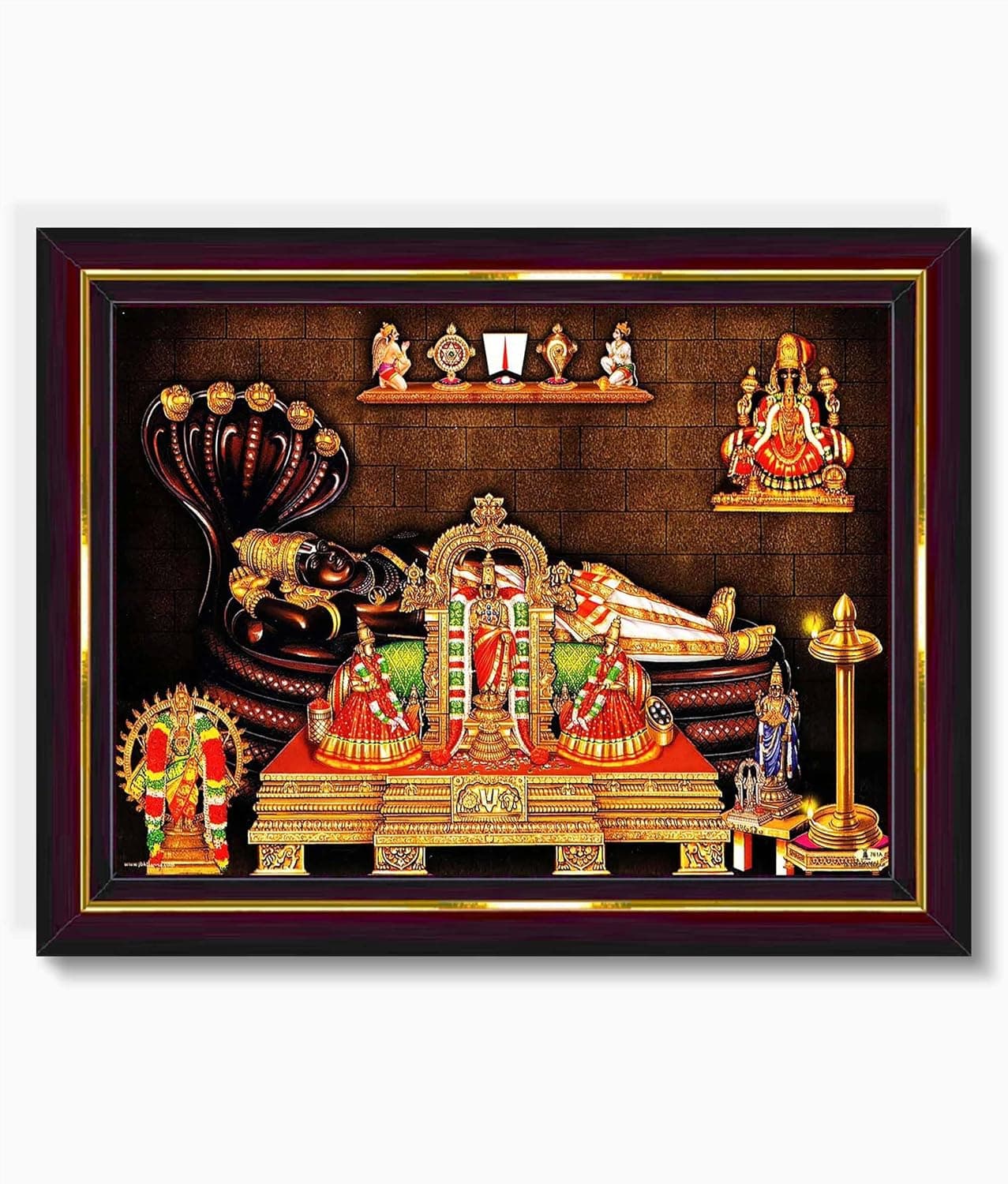 Pavan Photo Laminations Srirangam Ranganatha Swamy Ranganathar Perumal Wall Painting Framed Home Decor WoodMatteBrownSmall Size6 x 8 Inch B629S