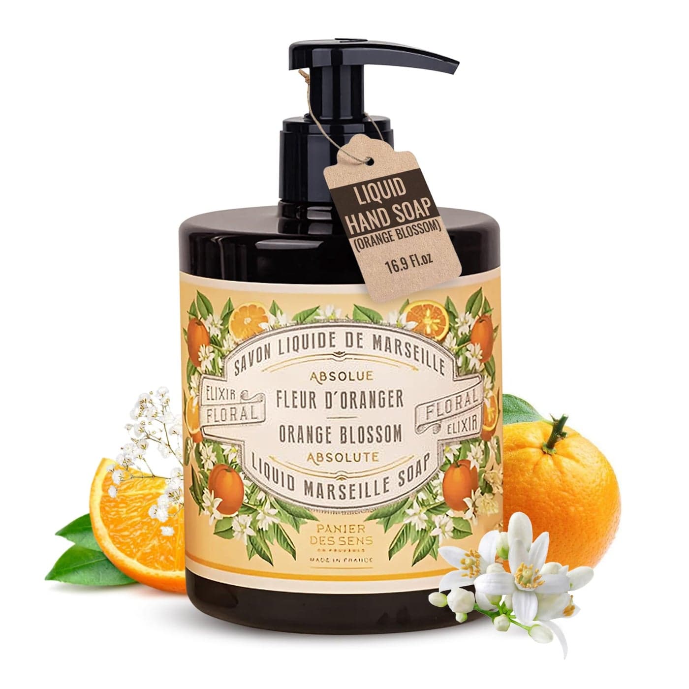 Panier des Sens Moisturizing Hand Soap Orange Blossom Gourmand Fragrance French Traditional Savon de Marseille Soap Refillable Kitchen Bathroom Soap 169 Floz Liquid Hand Wash 96 Natural