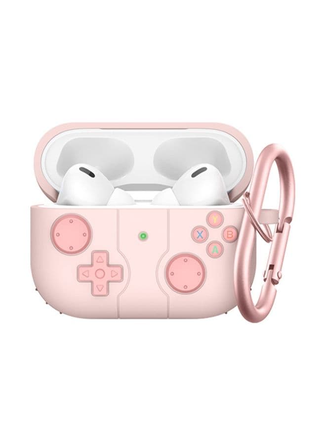 Case Cover For Airpods Pro 2 Soft Shell Drop-proof Silicone Headphone Cover With Hook Pink