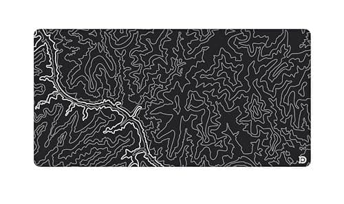 Deskr Black Topograph Canyon Deskpad Full XXL Gaming Desk Mat Gamer Desk Pad with Stitched Edges 5mm Thick Non-Slip Water-Resistant Rubber Laptop Computer Mousepad for Office & Home - 47 x 24 in