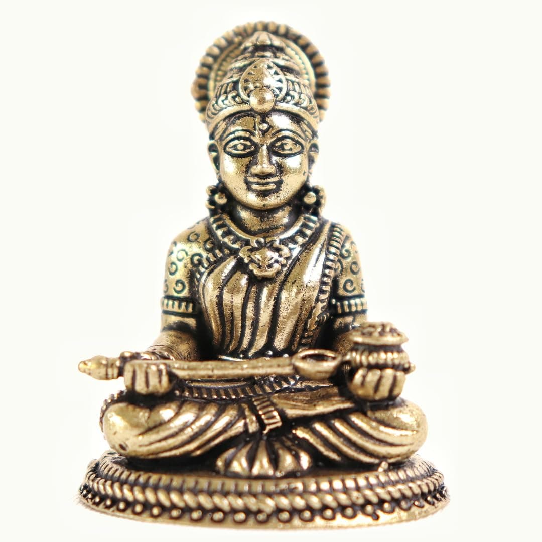 The Spiritual Living Brass Annapurna Devi Murti Annapurna Idol for Kitchen Home 2 Inch Idol with Padi Bowl Ideal for Gifting God Idol for Mandir Car Dashboard Pooja Room