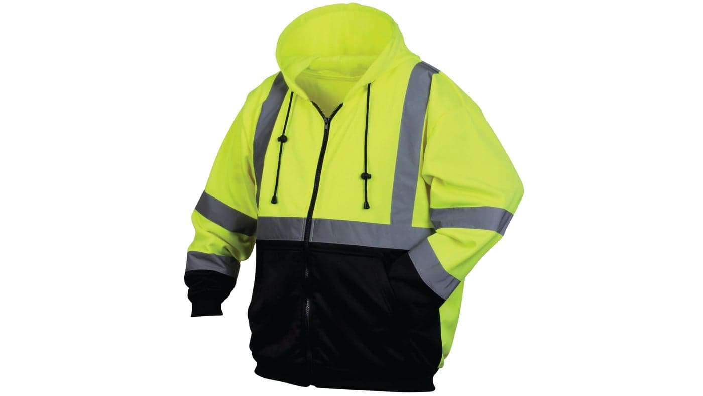 Pyramex Safety RSZH3210XL RSZH32 Series Sweatshirts Hi-Vis Lime Zipper Sweatshirt with Black Bottom- Size Extra Large, Green, RSZH3210XL