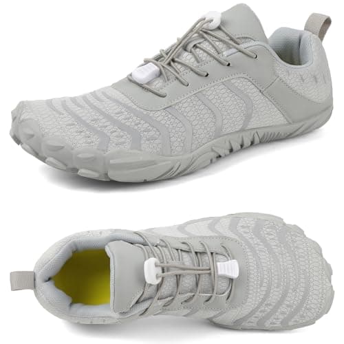 Barefoot Shoes Men Women Minimalist Shoes Zero Drop Workout Cross-Trainer Hiking Water Wide Toe Box Grounded Footwear Weightlifting Walking Grey