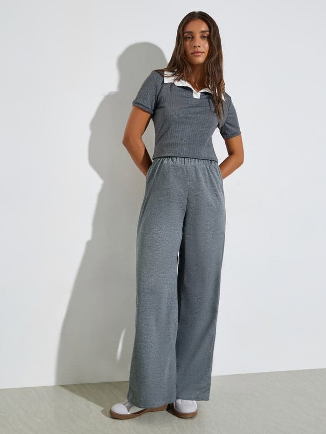 Charcoal Elasticated Waist Knitted Joggers