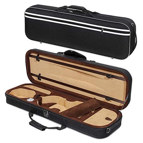 MI&VI NF-5001 Super Lightweight 3.1lb Violin Case (1/2 Size) With Reflective Safety Strips | Hygrometer | Adjustable Shoulder Straps | Hard-Shell | High-Density Foam - MIVI Music
