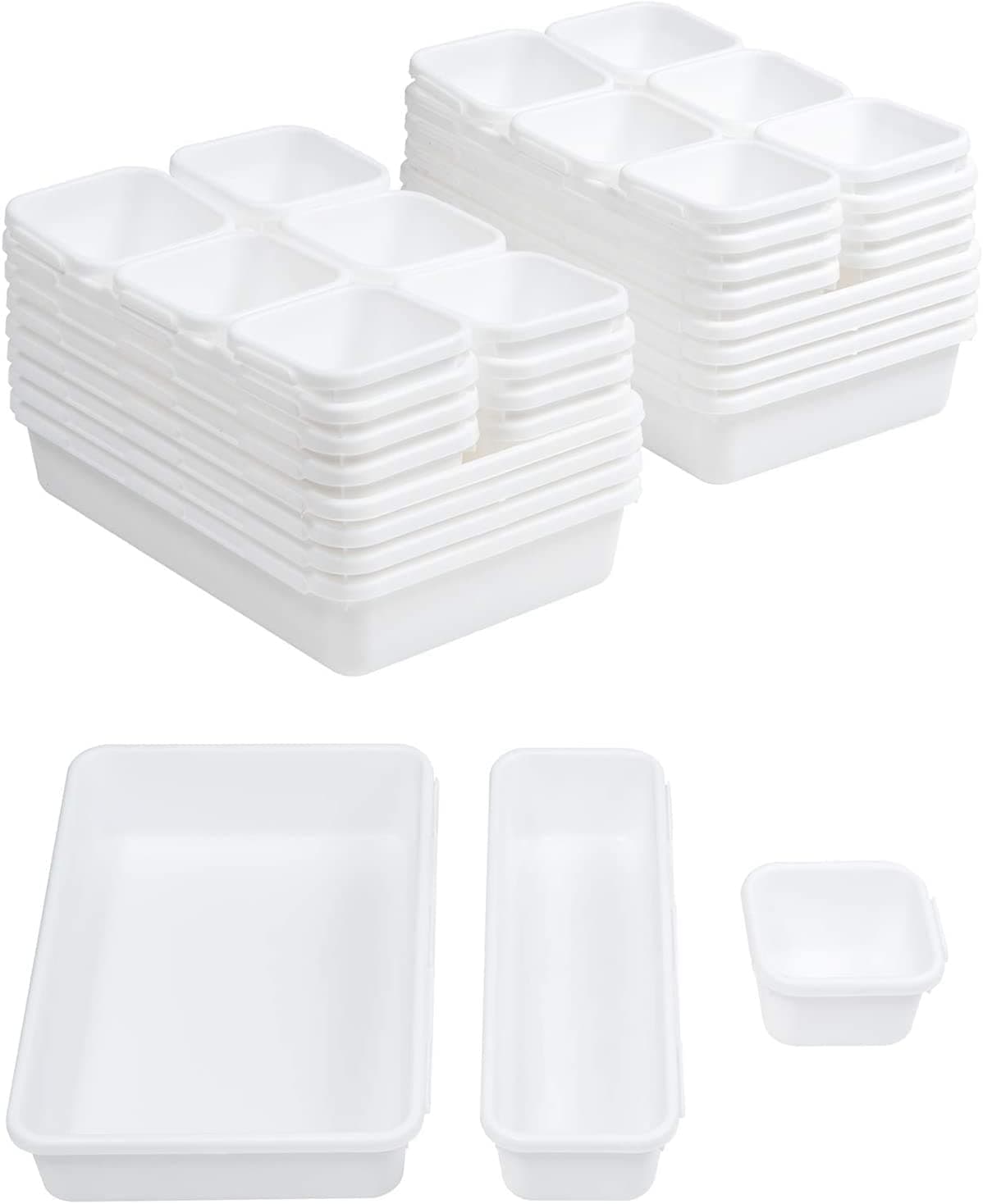Bhadani Sales Interlocking Desk 32 PCS Drawer Organizer Separators for Kitchen Bathroom Makeup Office White
