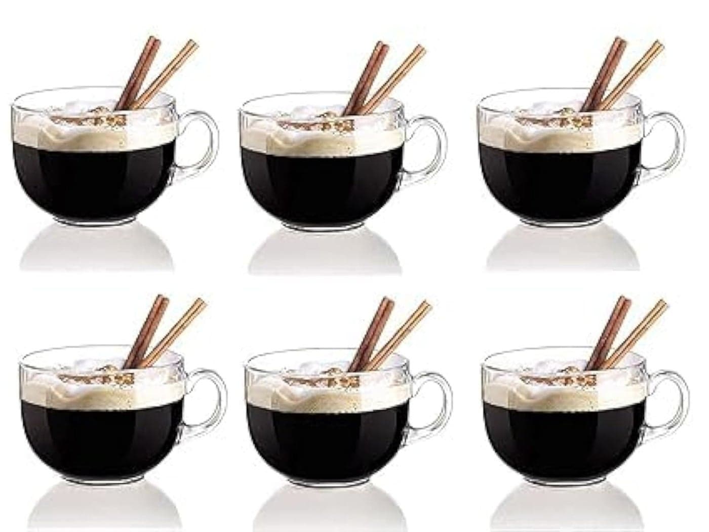 Dakshayanii Small Round Tea Coffee 150 ml Cup Set of 6 pcs Crystal Espresso Mug Clear Toughened Glass Mug with Handle for Cappuccino Milk Latte hotCold Drinks etc