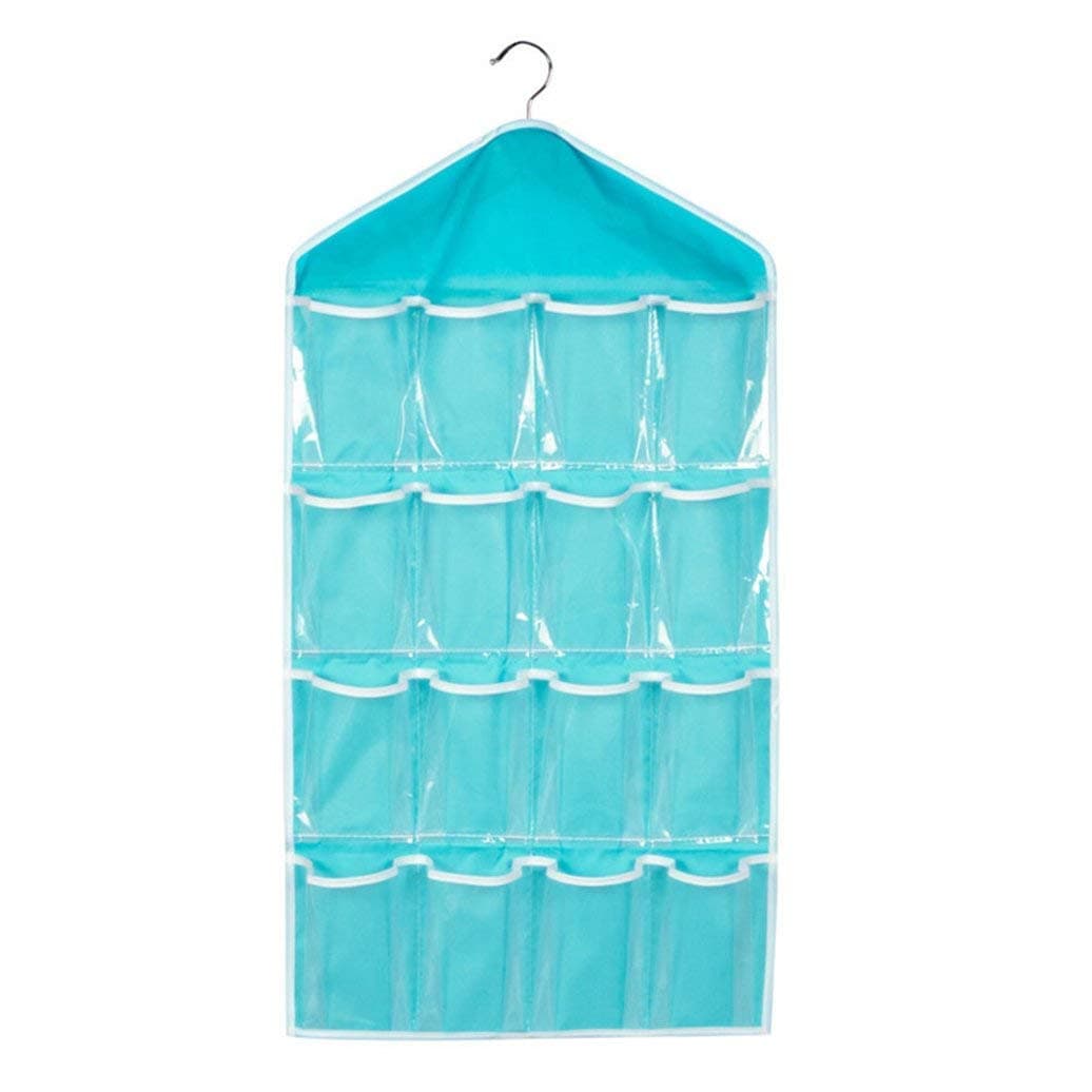 OxbOw 16 Pocket Hanging Innerwear Organiser For Wardrobe Socks Organizer For Wardrobe Wardrobe Organizer For Storage Wardrobe Organiser For Bra Undergarments Organizer75X45 CM Pack of 1 Pink