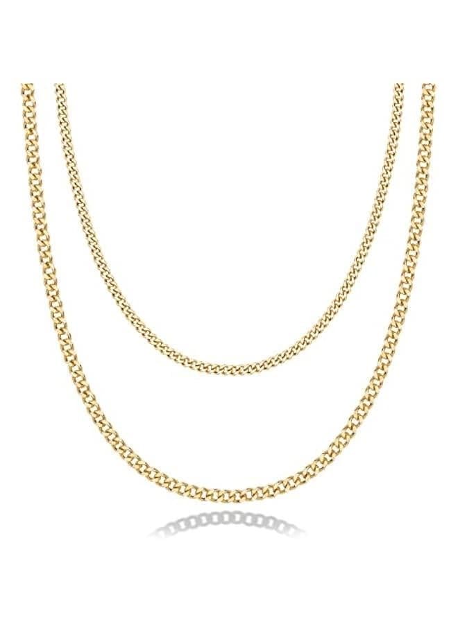 14K Gold Plated Dainty Layering Necklaces for Women | Snake Chain, Curb Link, Paperclip Layered Chains | Trendy Layering Necklace