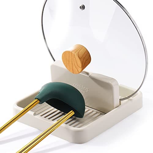 AIERSA Spoon Rest with Lid Holder for Stove Top (1 Pack) Spatula Ladle Pot Lid Utensil Rest for Countertop,Kitchen Gadgets Accessories for Cooking