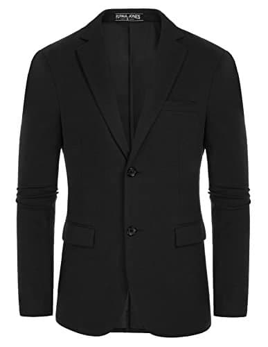 Mens Slim Fit Suit Blazer 2 Button Meeting Casual Sport Jacket for Office Solid Black