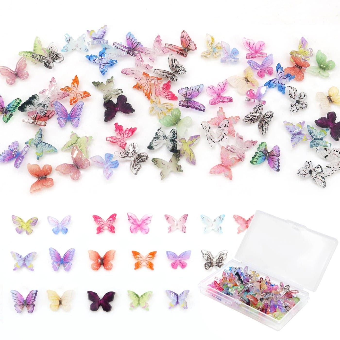 QUPIVA 60Pcs Mini Resin Butterflies Miniature Dollhouse Accessories Tiny Butterflies for Crafts Mini Resin Animals Figurines for DIY Fairy Garden Dollhouse Micro Landscaping Decoration
