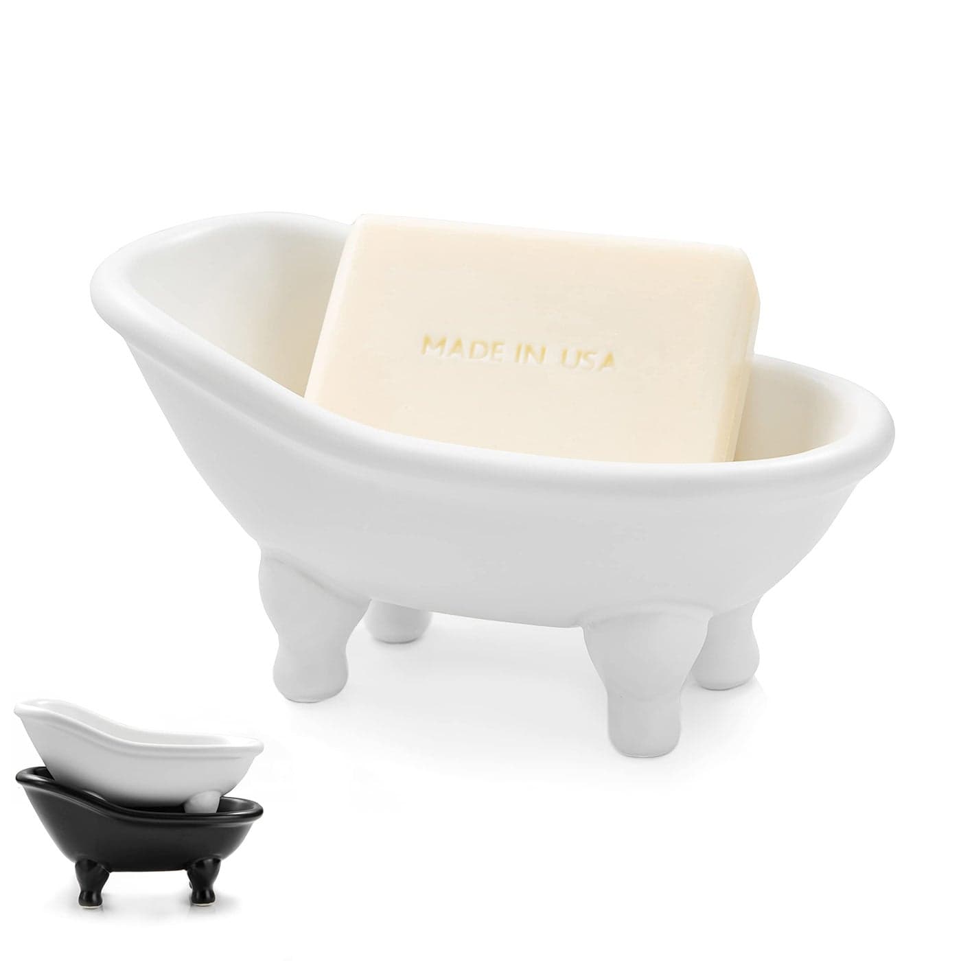 1piece 56 White Ceramic Mini Bathtub Soap Dish Small Planter Makeup Organizer Container Hamster Bathtub White