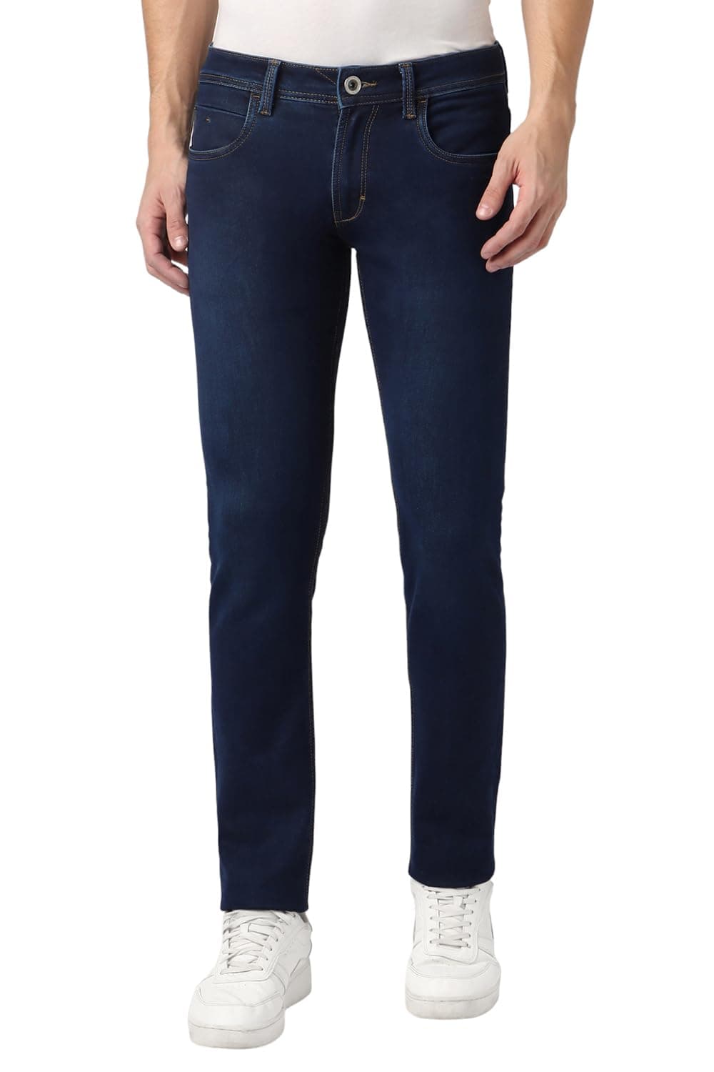 Peter England Men Navy Dark Wash Wash Low Skinny Fit Jeans