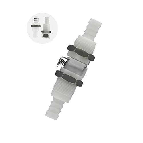 BBTUS 1/4" 3/8" 5/16" Plastic In line Hose Barbed Quick Disconnect fittings, Panel Mounting Tubing Quick Connector, Bulkhead Shut Off Valve Male Female Quick Release Coupling (1 Male+ 1 Female)(3/8")