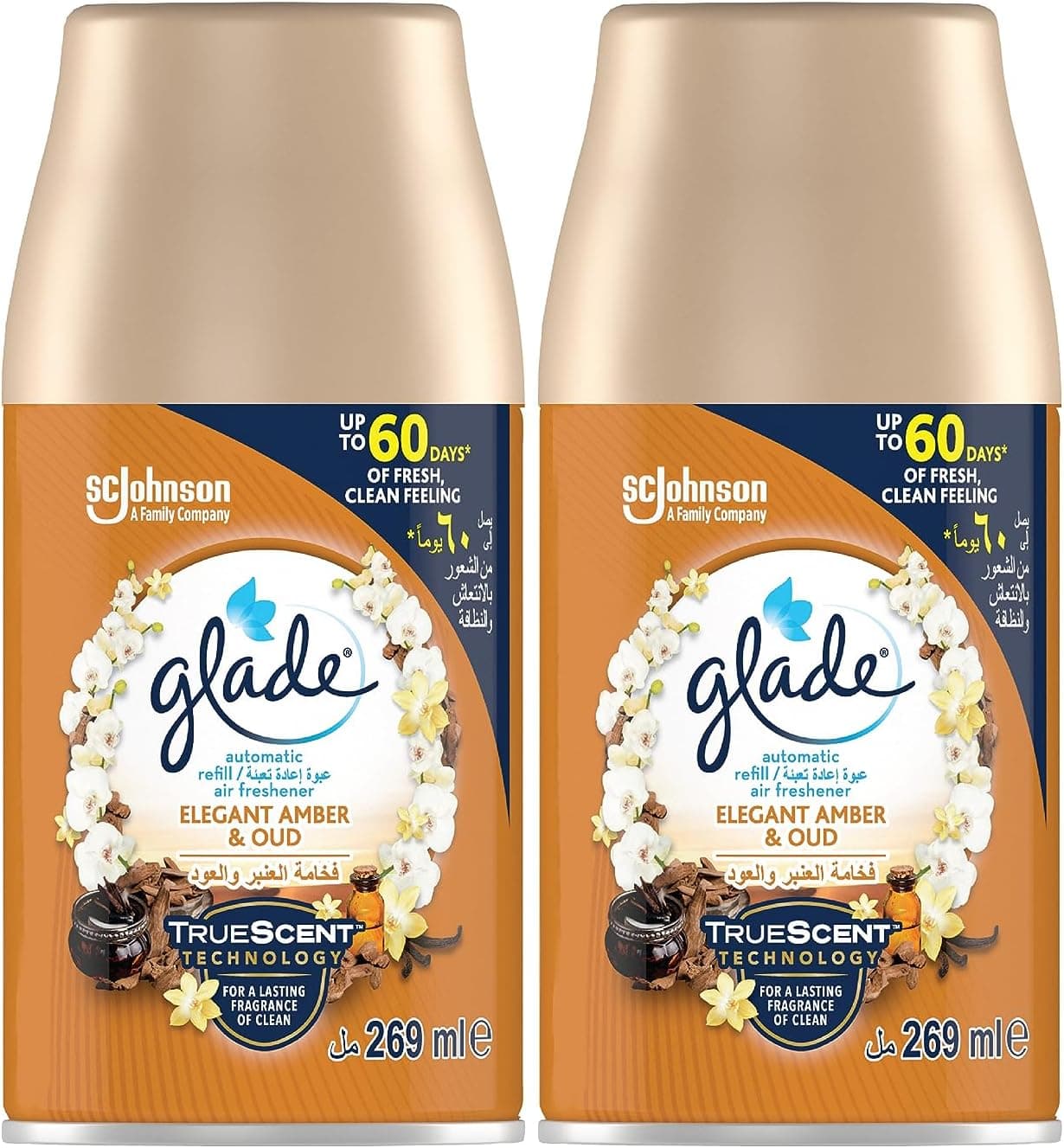 Glade Automatic Spray Refill Elegant Amber & Oud Air Freshener, 2 x 269ml