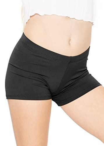 STRETCH IS COMFORT Girl's Cotton Booty Shorts Black Medium