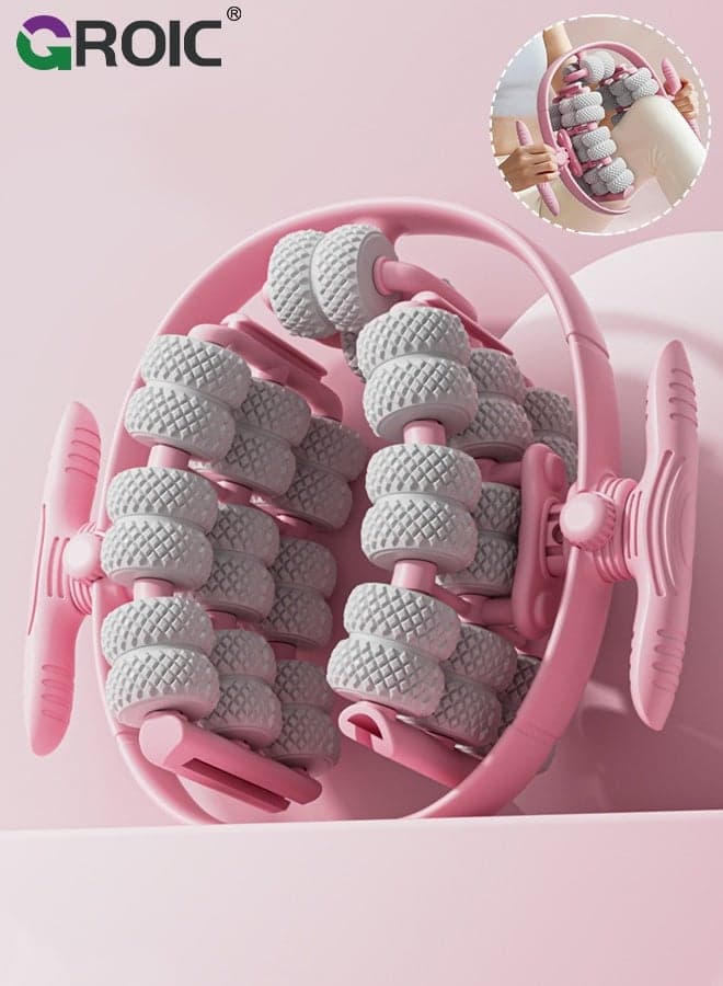 40 Wheels Muscle Roller Massager Circular Leg Clamps-360 ° Muscle Roller for Leg Neck Hand Arm Muscle Relax Massager Indoor Sports Yoga Bodybuilding Equipment- pink
