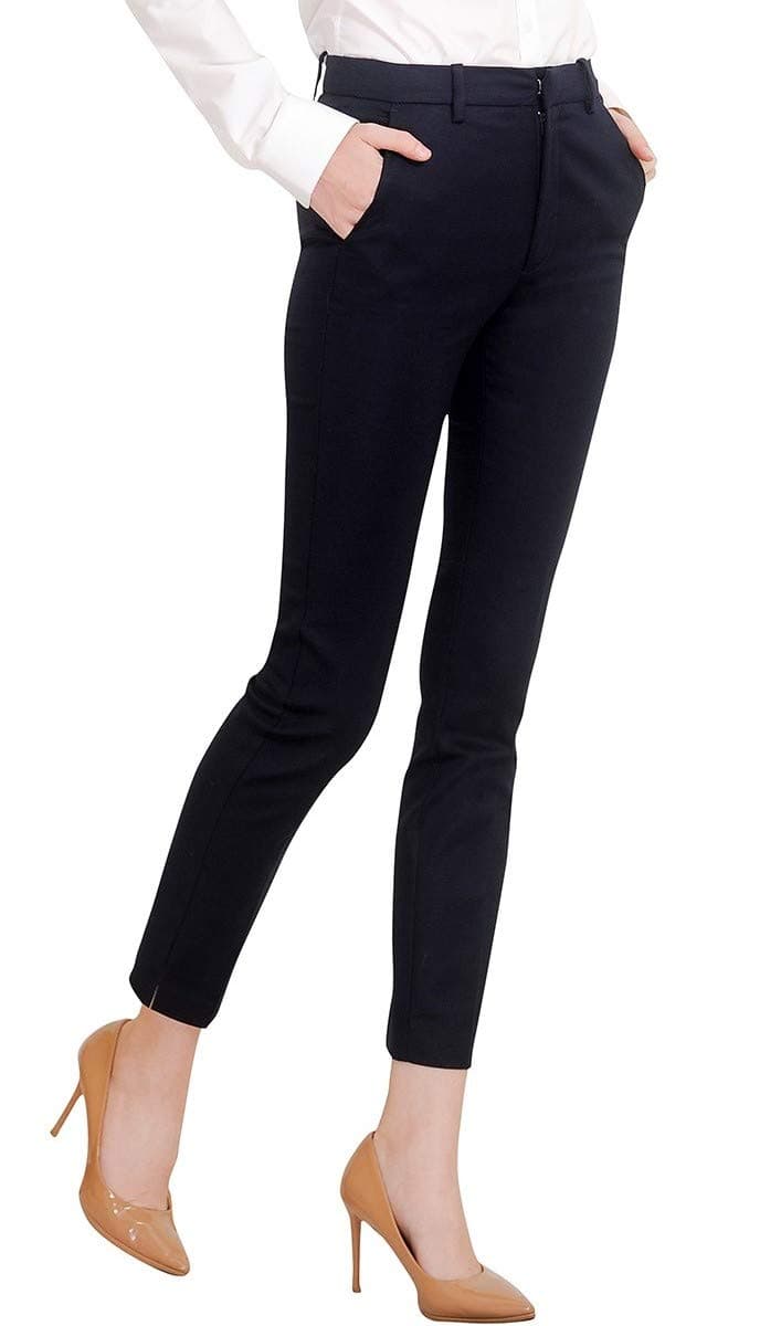 Marycrafts Women's Work Ankle Dress Pants Trousers Slacks (4, Black)
