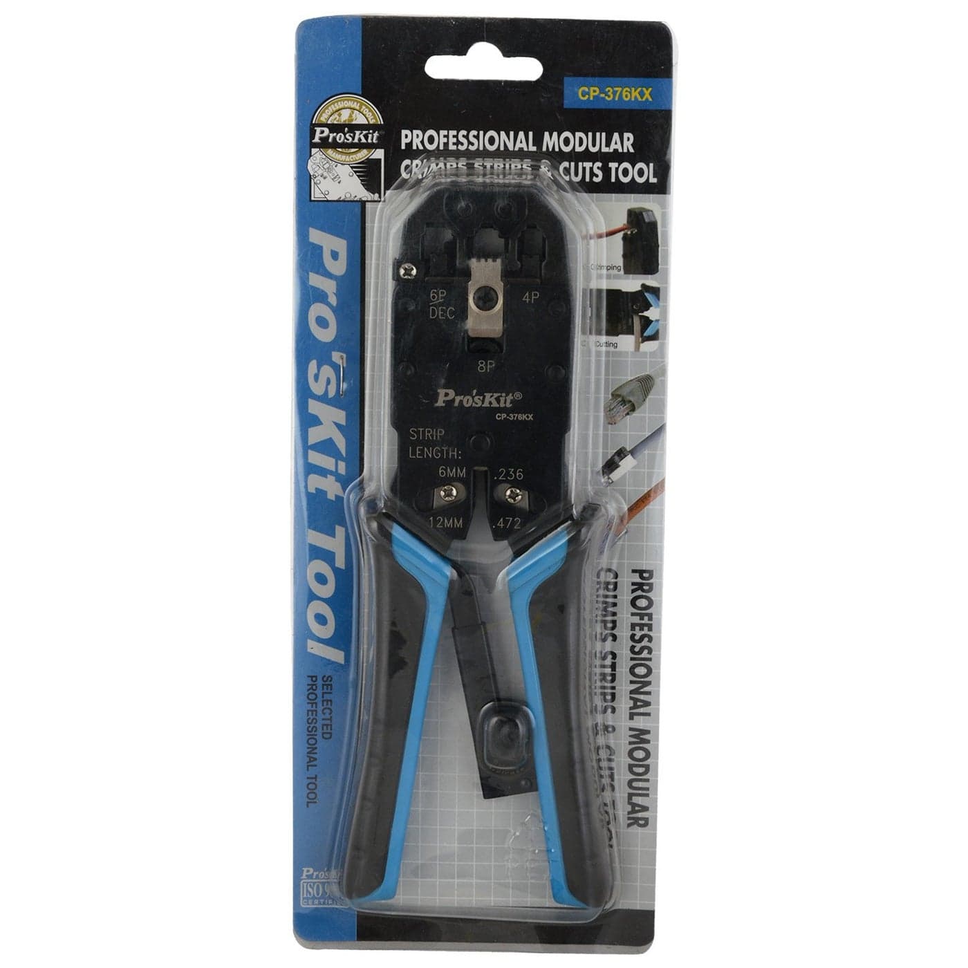 Proskit CP-376KX Steel Professional Modular Crimps Strips and Cuts Tool (200mm), (Blue)