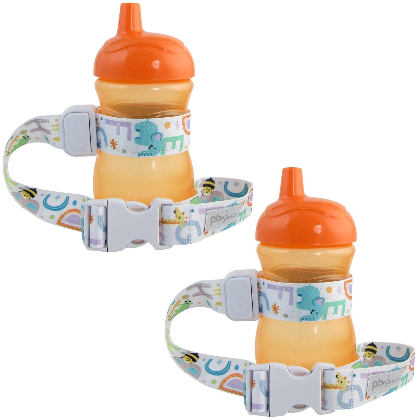 PBnJ Baby SippyPal Sippy Cup Holder Strap Leash Tether ABC 2Pack