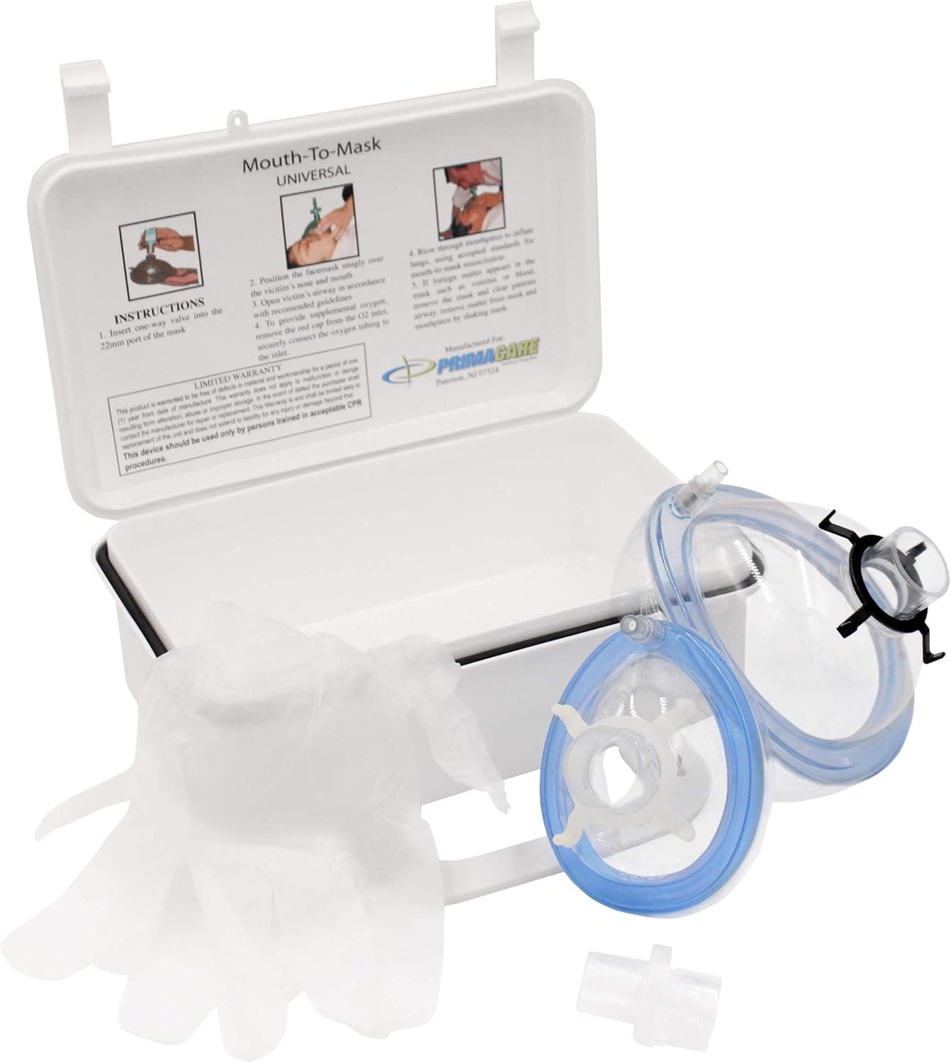 Primacare KC1010 CPR Rescue Mask Resuscitation Kit for Adult Child with a OneWay Valve Mouth to Mouth for supplemental Oxygen Wall MountCarry Case Included