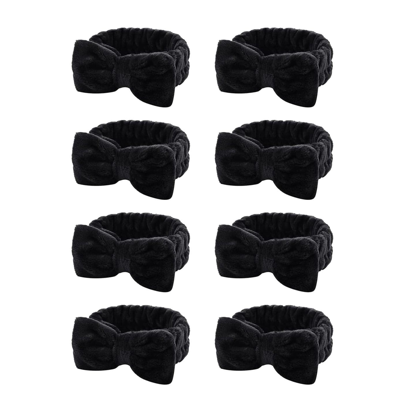 Casoty 8 Pcs Black Hairband Soft Coral Fleece Skincare Headbands for Women Makeup Hair Band for Washing Face Makeup Headband for Face Washing Shower Skin Care Yoga Bow Headbands for Adults