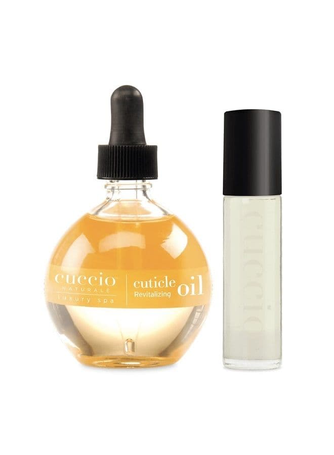 Naturale Cuticle Revitalizing Oil Set - Provides Intense Hydration - Replenishes And Strengthens Nails - Promotes Healthier Skin - Easy To Use Rollerball Applicator - Milk And Honey - 2 Pc