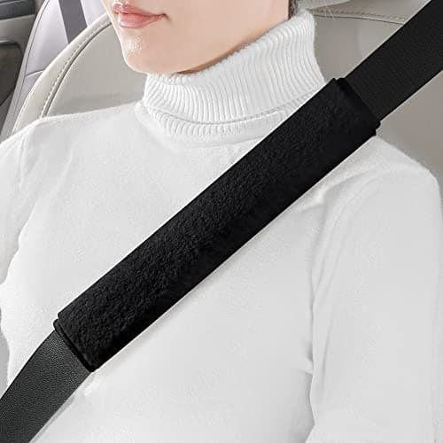 LACDL Extra Long Seatbelt Cover Super Soft Furry for Adults Kids Women Men Thick Plush Full Car Seat Belt Strap Cushion Fluffy Shoulder Pad Protector Auto Interior Accessories Black 105in2pcs